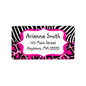 Hot Pink Leopard Zebra Print Address Labels Adressaufkleber (Vorne)