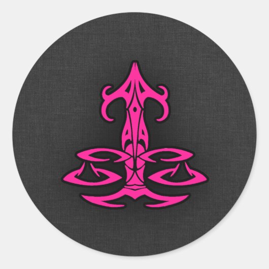 Hot Pink Libra Scales Zodiac-Zeichen Runder Aufkleber (Vorderseite)