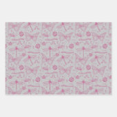 Hot Pink Liebe Bug Insect Illustration Muster Geschenkpapier Set (Vorderseite)