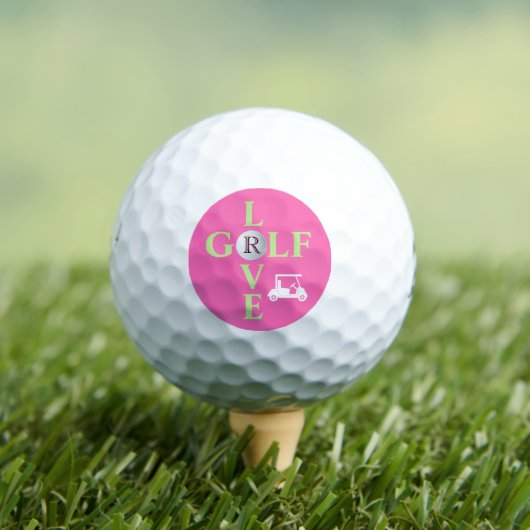 Hot Pink Liebe Golf Monogram Golf Ball (Insitu T-Shirt)