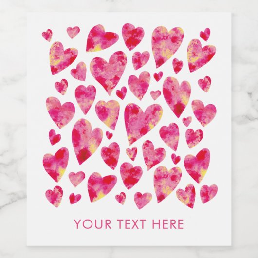 Hot Pink Liebe Herz Personalisiert Weinetikett (Einzelnes Label)