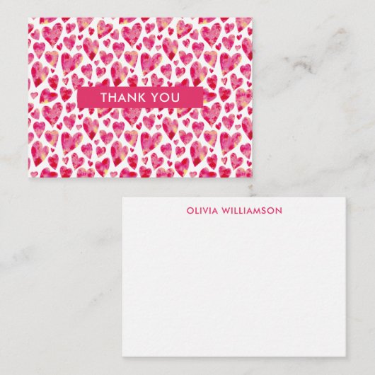 Hot Pink Liebe Herzlichen Dank Mitteilungskarte (Vorne/Hinten)