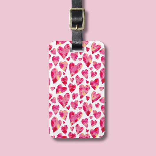 Hot Pink Liebe Herzmuster Gepäckanhänger