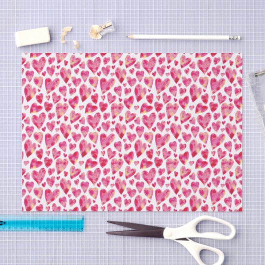 Hot Pink Liebe Herzmuster Seidenpapier (Handwerk)