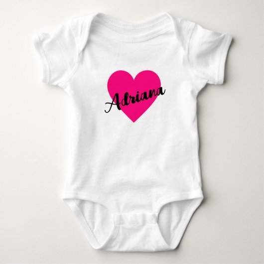 Hot Pink Liebe Individuelle Name Baby Strampler (Vorderseite)