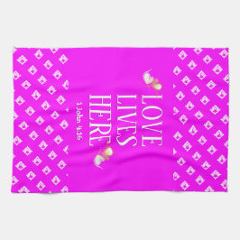 Hot Pink | LIEBE LEBT HIER | Stilvoll anpassbar Geschirrtuch