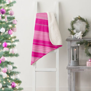 Hot Pink Light Pink & Silver Candy Cane Streifen Sherpadecke