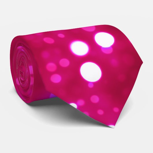 Hot Pink Lights Polka Dot Pattern Krawatte (Gerollt)