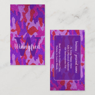 Hot Pink Lila Glitzer Camouflage Camouflage Außenw Visitenkarte