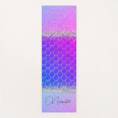 Hot Pink Lila Mermaid Scales Glittery Bling Yogamatte (Vorderseite)