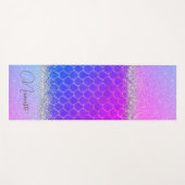 Hot Pink Lila Mermaid Scales Glittery Bling Yogamatte (Vorderseite (Horizontal))