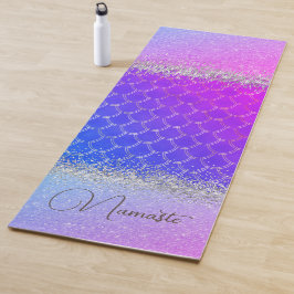 Hot Pink Lila Mermaid Scales Glittery Bling Yogamatte