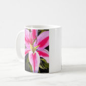 Hot Pink Lilie Blume Aquarell Pop Blume Kaffeetasse (Vorderseite Links)