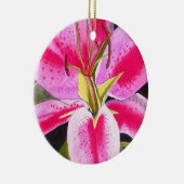 Hot Pink Lilie Blume Aquarell Pop Blume Keramikornament (Rechts)