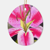 Hot Pink Lilie Blume Aquarell Pop Blume Keramikornament (Links)