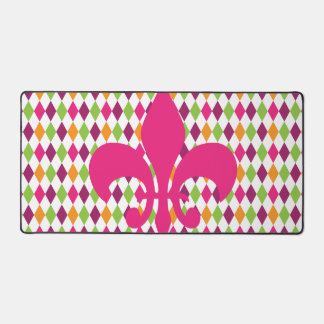 Hot Pink Lilie Diamond Pattern Schreibtischunterlage