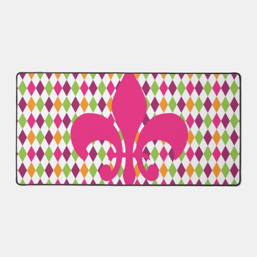 Hot Pink Lilie Diamond Pattern Schreibtischunterlage (Vorderseite)