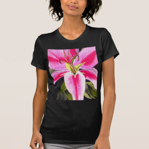 Hot pink lily Tenerife pop art watercolor flower T-Shirt