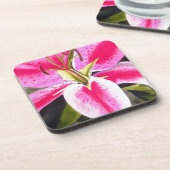 Hot pink lily Tenerife pop art watercolor flower Untersetzer (Linke Seite)