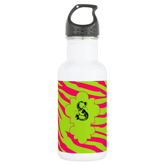 Hot Pink Limon Zebra Print 32.oz. Edelstahlflasche (Vorderseite)