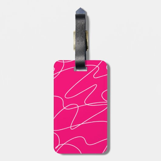 Hot Pink Line Art Gepäckanhänger (Rückseite vertikal)