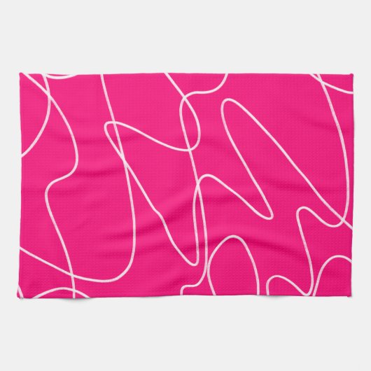 Hot Pink Line Art Geschirrtuch (Horizontal)