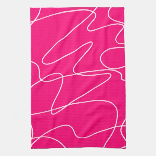 Hot Pink Line Art Geschirrtuch (Vertikal)