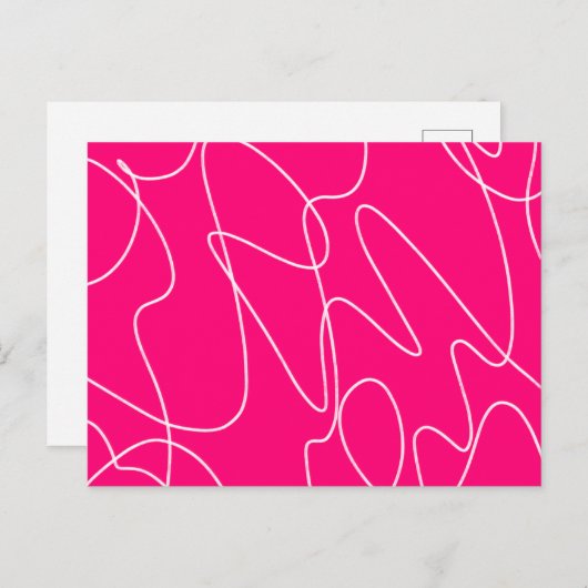 Hot Pink Line Art Postkarte (Vorne/Hinten)