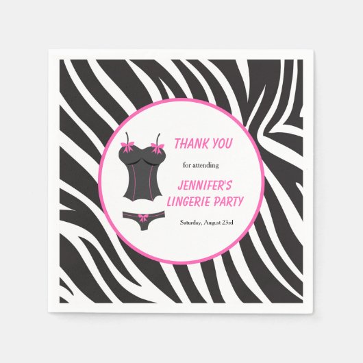 Hot Pink Lingerie Party Vielen Dank Serviette (Vorderseite)