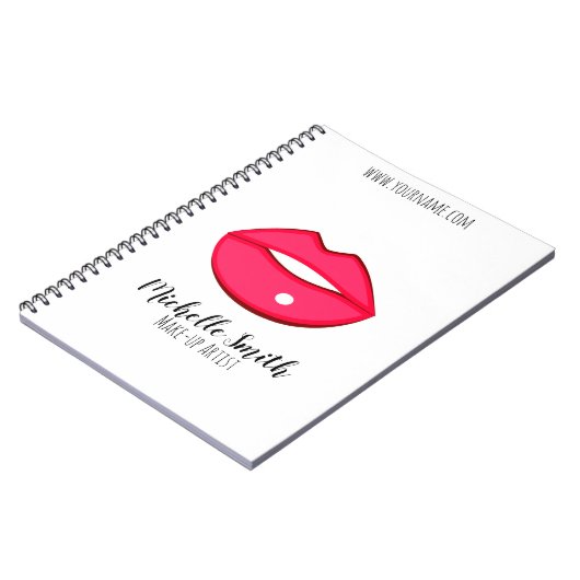 Hot Pink Lips Design Make-up Artist Business Card Notizblock (Linke Seite)