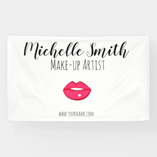 Hot Pink Lips Design Make-up Künstler Banner (Horizontal)