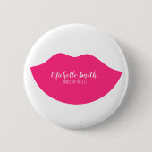 Hot Pink Lips Design Make-up Künstler Button (Vorderseite)