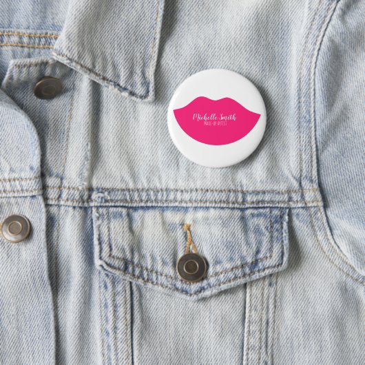 Hot Pink Lips Design Make-up Künstler Button (Beispiel)