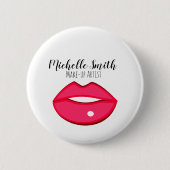 Hot Pink Lips Design Make-up Künstler Button (Vorderseite)