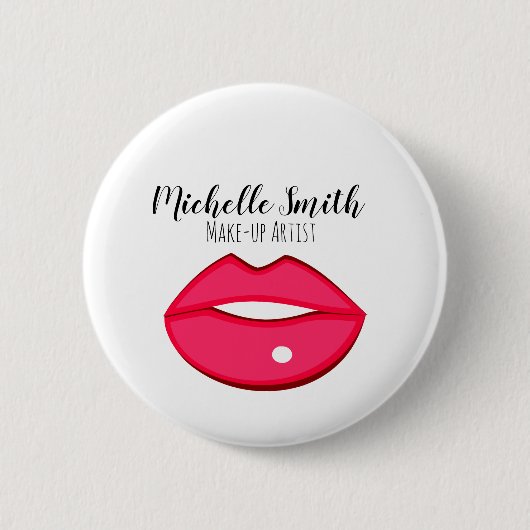 Hot Pink Lips Design Make-up Künstler Button (Vorderseite)