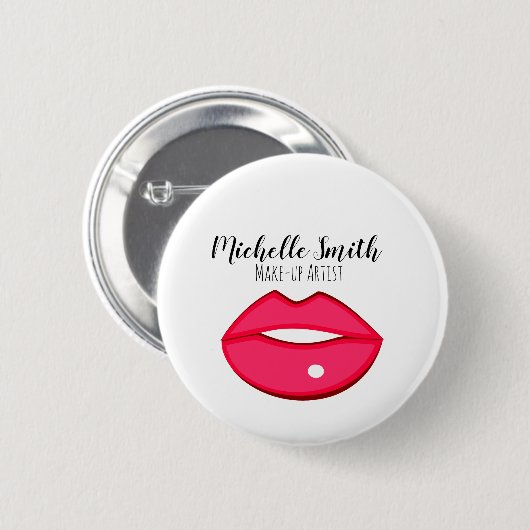 Hot Pink Lips Design Make-up Künstler Button (Vorne & Hinten)