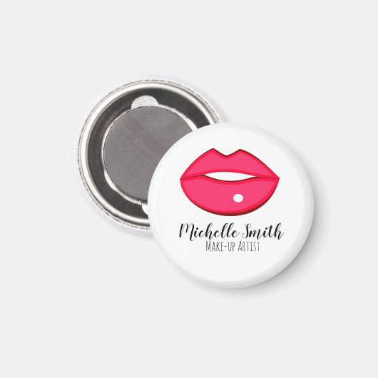Hot Pink Lips Design Make-up Künstler Magnet (Vorderseite/Rückseite)