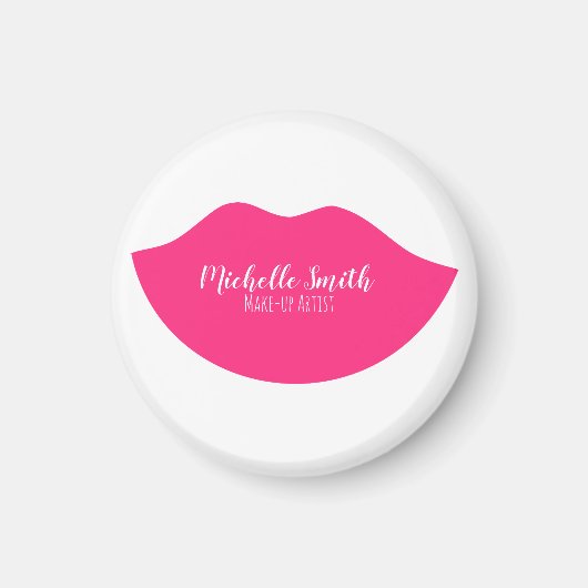 Hot Pink Lips Design Make-up-Künstler Magnet (Vorne)