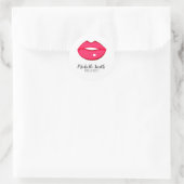 Hot Pink Lips Design Make-up Künstler Runder Aufkleber (Tasche)