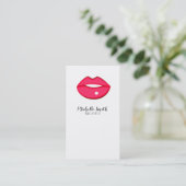 Hot Pink Lips Design Make-up-Künstler Visitenkarte (Stehend Vorderseite)