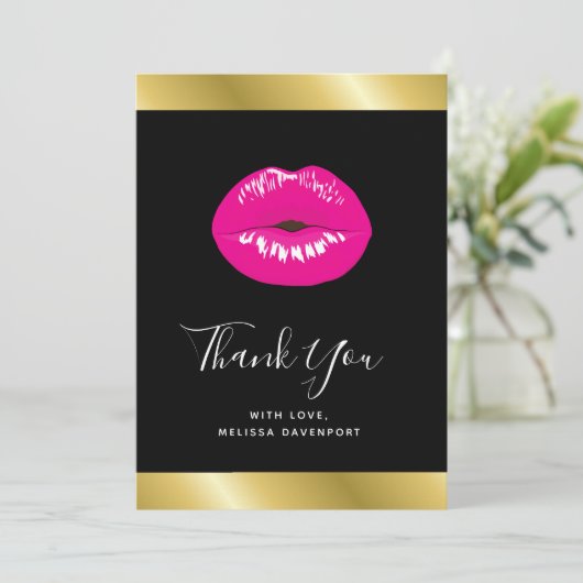 Hot Pink Lips Glamour Girl Danke (Stehend Vorderseite)