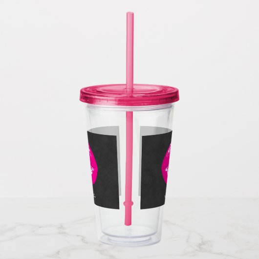 Hot Pink Lips Glamour Illustration Acryltrinkbecher (Rechts)