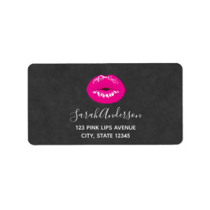 Hot Pink Lips Glamour Illustration Adressaufkleber