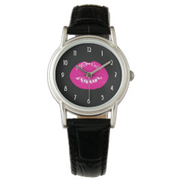Hot Pink Lips Glamour Illustration Armbanduhr
