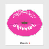 Hot Pink Lips Glamour Illustration Aufkleber (Blatt)