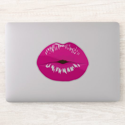 Hot Pink Lips Glamour Illustration Aufkleber (Computer)