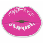 Hot Pink Lips Glamour Illustration Aufkleber (Vorderseite)