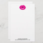 Hot Pink Lips Glamour Illustration Briefpapier (Vorne/Hinten)
