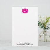 Hot Pink Lips Glamour Illustration Briefpapier (Stehend Vorderseite)