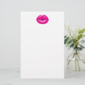 Hot Pink Lips Glamour Illustration Briefpapier (Stehend Vorderseite)